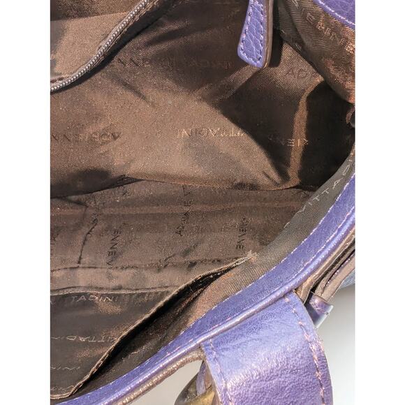 VTG Adrienne Vittadini Magnetic Purple Violet Tessa Pebble Leather Satchel - Picture 12 of 16